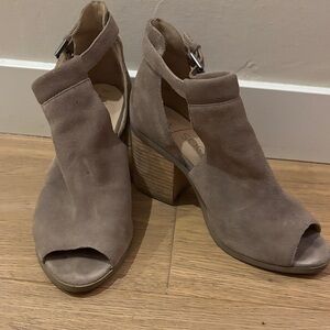 Sole Society Taupe Peep-Toe Heeled Boots